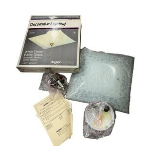 Vintage Angelo Square White Glass Ceiling Bedroom Light Fixture Retro Lamp 66200